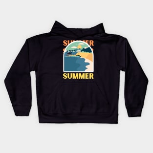 Hello summer sunset Beach summertime love ocean Kids Hoodie